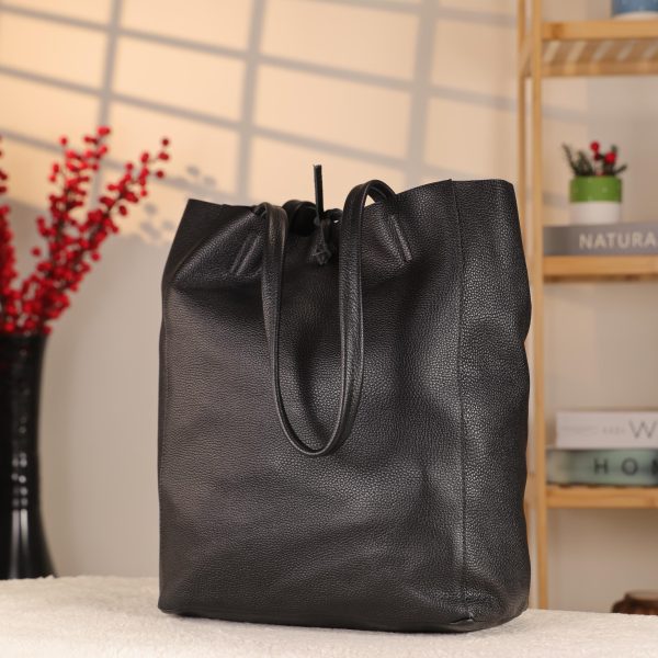 Black Leather Tote From Real Cow Leather 6 Black Leather Tote From Real Cow Leather