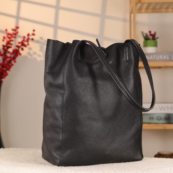 Black Leather Tote From Real Cow Leather 8 Black Leather Tote From Real Cow Leather