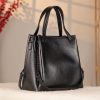 Black Real Cow Leather Handbag With Shoulder Strap , Zippered Bag With Chain 13 Black Real Cow Leather Handbag With Shoulder Strap , Zippered Bag With Chain
