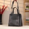 Black Real Cow Leather Handbag With Shoulder Strap , Zippered Bag With Chain 2 Black Real Cow Leather Handbag With Shoulder Strap , Zippered Bag With Chain