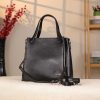 Black Real Cow Leather Handbag With Shoulder Strap , Zippered Bag With Chain 7 Black Real Cow Leather Handbag With Shoulder Strap , Zippered Bag With Chain