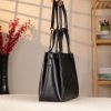 Black Real Cow Leather Handbag With Shoulder Strap , Zippered Bag With Chain 8 Black Real Cow Leather Handbag With Shoulder Strap , Zippered Bag With Chain
