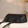 Black Real Cow Leather Shoulder Bag With Magnetic Closure