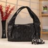 Black Real Leather and Multi-Compartment Handbag With Shoulder Strap 2 Black Real Leather and Multi-Compartment Handbag With Shoulder Strap