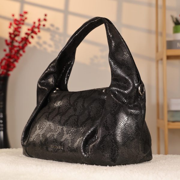 Black Real Leather and Multi-Compartment Handbag With Shoulder Strap 3 Black Real Leather and Multi-Compartment Handbag With Shoulder Strap