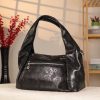 Black Real Leather and Multi-Compartment Handbag With Shoulder Strap 7 Black Real Leather and Multi-Compartment Handbag With Shoulder Strap