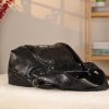 Black Real Leather and Multi-Compartment Handbag With Shoulder Strap 9 Black Real Leather and Multi-Compartment Handbag With Shoulder Strap