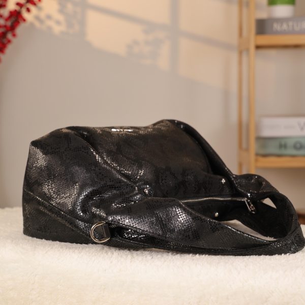 Black Real Leather and Multi-Compartment Handbag With Shoulder Strap 9 Black Real Leather and Multi-Compartment Handbag With Shoulder Strap