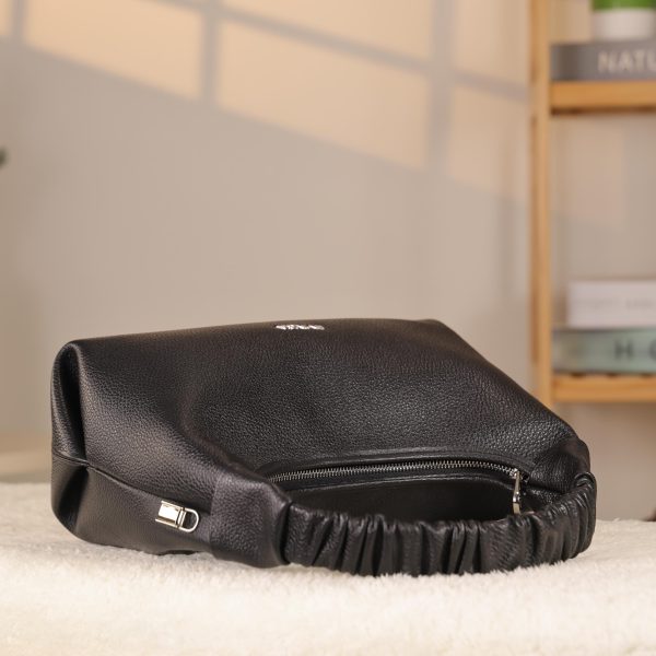 Black Real Leather Handbag With Adjustable Strap , Zippered 13 Black Real Leather Handbag With Adjustable Strap , Zippered