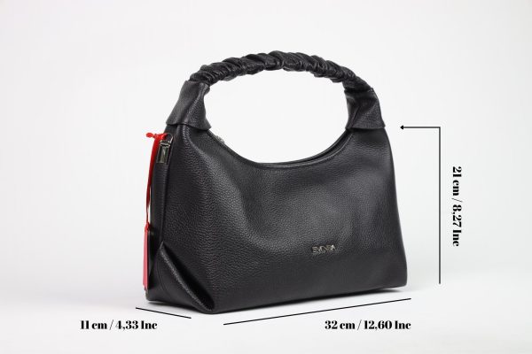Black Real Leather Handbag With Adjustable Strap , Zippered 17 Black Real Leather Handbag With Adjustable Strap , Zippered