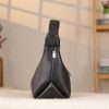 Black Real Leather Handbag With Adjustable Strap , Zippered 3 Black Real Leather Handbag With Adjustable Strap , Zippered