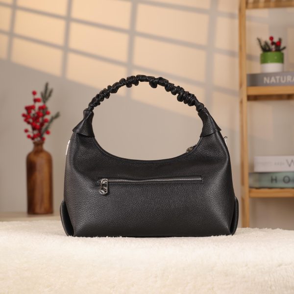 Black Real Leather Handbag With Adjustable Strap , Zippered 9 Black Real Leather Handbag With Adjustable Strap , Zippered