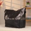 Black/Silvery Real Leather Shoulder Bag/Tote With Make-Up and Shoulder Strap , Handmade 5 Black/Silvery Real Leather Shoulder Bag/Tote With Make-Up and Shoulder Strap , Handmade