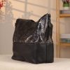 Black/Silvery Real Leather Shoulder Bag/Tote With Make-Up and Shoulder Strap , Handmade 6 Black/Silvery Real Leather Shoulder Bag/Tote With Make-Up and Shoulder Strap , Handmade