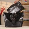 Black/Silvery Real Leather Shoulder Bag/Tote With Make-Up and Shoulder Strap , Handmade 8 Black/Silvery Real Leather Shoulder Bag/Tote With Make-Up and Shoulder Strap , Handmade