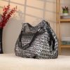 Black Silvery , Versatile Real Leather Handbag , Zippered 1 Black Silvery , Versatile Real Leather Handbag , Zippered