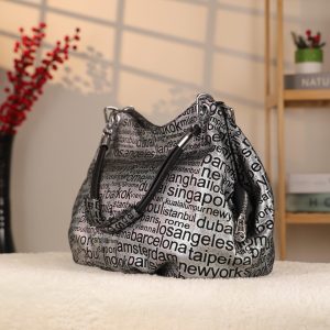Black Silvery , Versatile Real Leather Handbag , Zippered