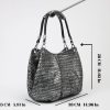 Black Silvery , Versatile Real Leather Handbag , Zippered 14 Black Silvery , Versatile Real Leather Handbag , Zippered