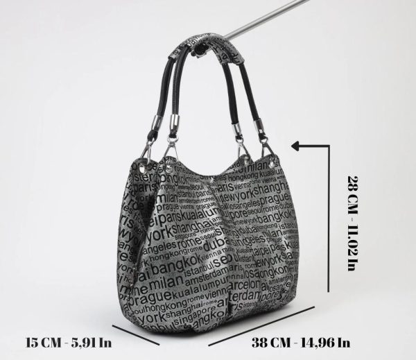 Black Silvery , Versatile Real Leather Handbag , Zippered 14 Black Silvery , Versatile Real Leather Handbag , Zippered