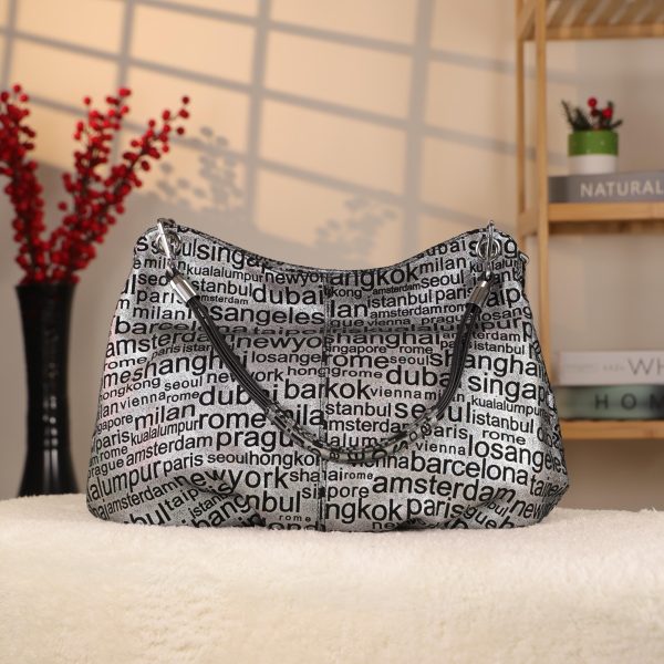 Black Silvery , Versatile Real Leather Handbag , Zippered 2 Black Silvery , Versatile Real Leather Handbag , Zippered