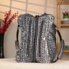 Black Silvery , Versatile Real Leather Handbag , Zippered 3 Black Silvery , Versatile Real Leather Handbag , Zippered