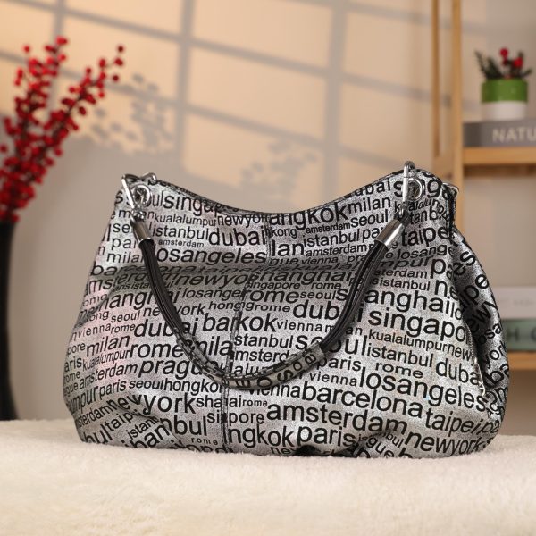 Black Silvery , Versatile Real Leather Handbag , Zippered 4 Black Silvery , Versatile Real Leather Handbag , Zippered