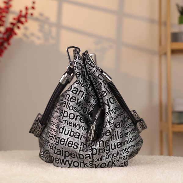 Black Silvery , Versatile Real Leather Handbag , Zippered 5 Black Silvery , Versatile Real Leather Handbag , Zippered