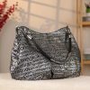 Black Silvery , Versatile Real Leather Handbag , Zippered 6 Black Silvery , Versatile Real Leather Handbag , Zippered