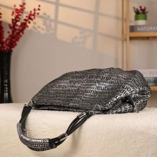 Black Silvery , Versatile Real Leather Handbag , Zippered 7 Black Silvery , Versatile Real Leather Handbag , Zippered