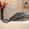 Black Silvery , Versatile Real Leather Handbag , Zippered 8 Black Silvery , Versatile Real Leather Handbag , Zippered