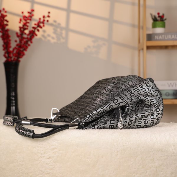 Black Silvery , Versatile Real Leather Handbag , Zippered 8 Black Silvery , Versatile Real Leather Handbag , Zippered
