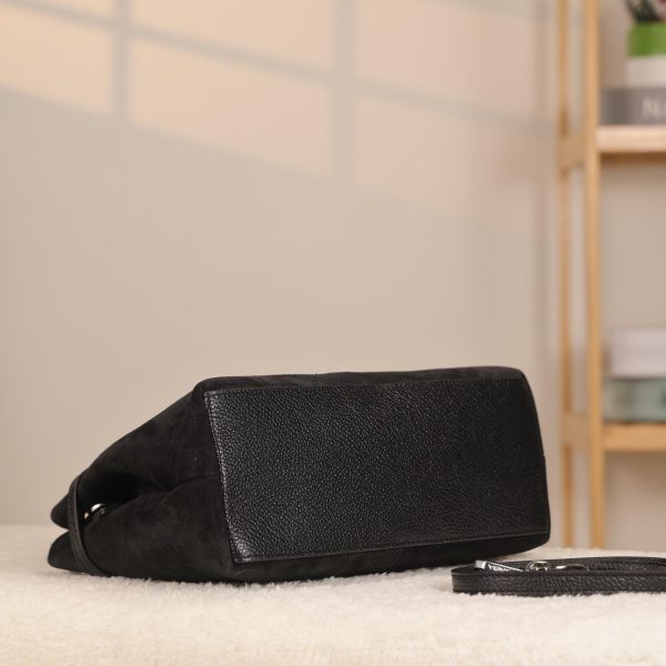Black Suede Leather HandBag With Adjustable Shoulder Strap , Everyday Bag 11 Black Suede Leather HandBag With Adjustable Shoulder Strap , Everyday Bag