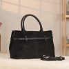 Black Suede Leather HandBag With Adjustable Shoulder Strap , Everyday Bag 12 Black Suede Leather HandBag With Adjustable Shoulder Strap , Everyday Bag