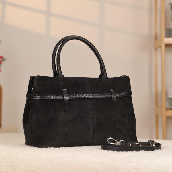 Black Suede Leather HandBag With Adjustable Shoulder Strap , Everyday Bag 12 Black Suede Leather HandBag With Adjustable Shoulder Strap , Everyday Bag