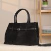 Black Suede Leather HandBag With Adjustable Shoulder Strap , Everyday Bag 13 Black Suede Leather HandBag With Adjustable Shoulder Strap , Everyday Bag