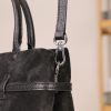 Black Suede Leather HandBag With Adjustable Shoulder Strap , Everyday Bag 14 Black Suede Leather HandBag With Adjustable Shoulder Strap , Everyday Bag