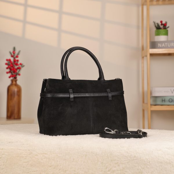 Black Suede Leather HandBag With Adjustable Shoulder Strap , Everyday Bag 6 Black Suede Leather HandBag With Adjustable Shoulder Strap , Everyday Bag