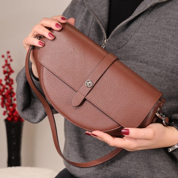 Brown Genuine Leather Shoulder Bag / Handbag With Strap 15 Brown Genuine Leather Shoulder Bag / Handbag With Strap