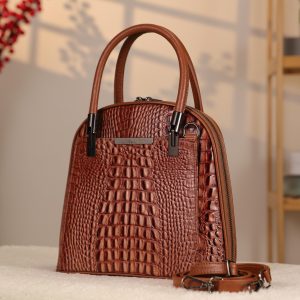Brown Leather Shoulder Bag / Handbag and Multi-Compartment