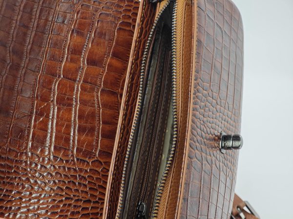 Brown Leather Shoulder Bag-Handbag With Strap, Magnetic Closure and Zippered 10 Brown Leather Shoulder Bag-Handbag With Strap, Magnetic Closure and Zippered