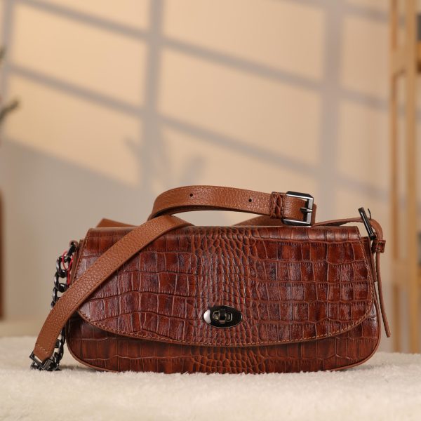 Brown Leather Shoulder Bag-Handbag With Strap, Magnetic Closure and Zippered 2 Brown Leather Shoulder Bag-Handbag With Strap, Magnetic Closure and Zippered