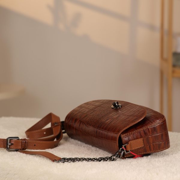 Brown Leather Shoulder Bag-Handbag With Strap, Magnetic Closure and Zippered 9 Brown Leather Shoulder Bag-Handbag With Strap, Magnetic Closure and Zippered