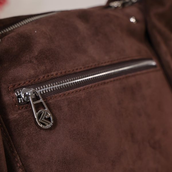 Brown Real Suede Handbag with Shoulder Strap / Everyday Bag 12 Brown Real Suede Handbag with Shoulder Strap / Everyday Bag