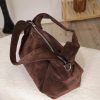 Brown Real Suede Handbag with Shoulder Strap / Everyday Bag 13 Brown Real Suede Handbag with Shoulder Strap / Everyday Bag
