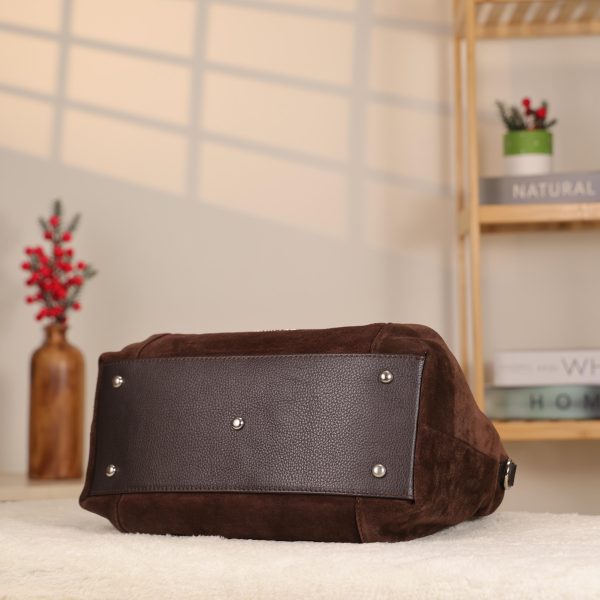 Brown Real Suede Handbag with Shoulder Strap / Everyday Bag 9 Brown Real Suede Handbag with Shoulder Strap / Everyday Bag