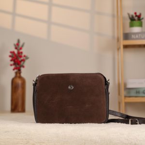 Brown Suede Crossbody Bag , Mini Handbag 1 Brown Suede Crossbody Bag , Mini Handbag