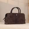 Brown Suede Handbag , With Shoulder Strap , Everyday Bag , All Season