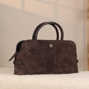 Brown Suede Handbag , With Shoulder Strap , Everyday Bag , All Season