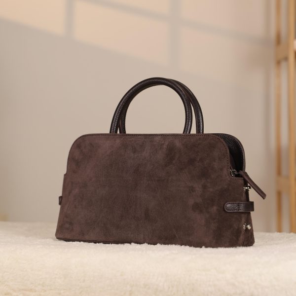 Brown Suede Handbag , With Shoulder Strap , Everyday Bag , All Season