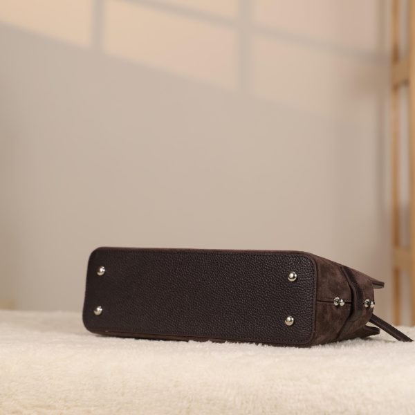 Brown Suede Handbag , With Shoulder Strap , Everyday Bag , All Season